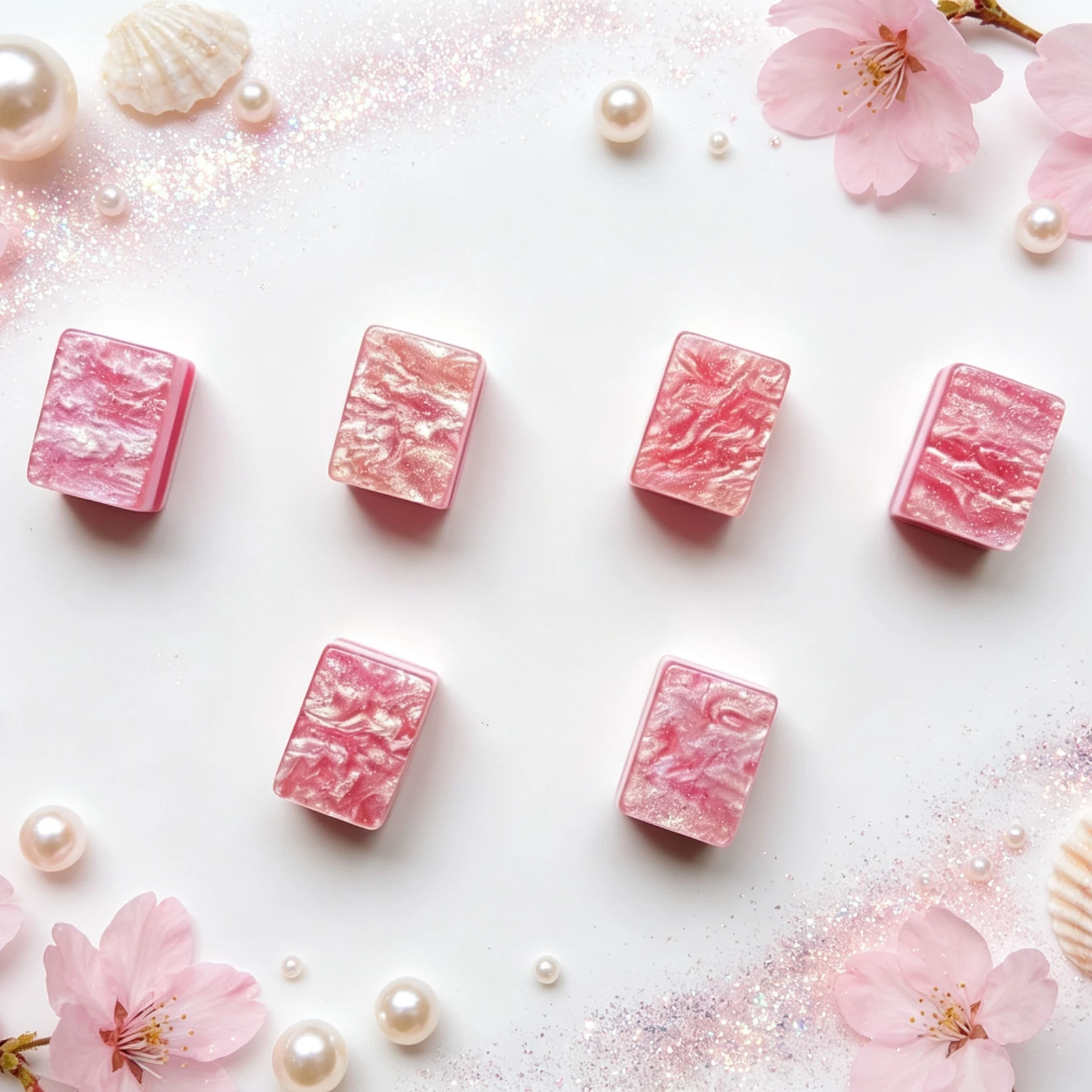 High-End Luxurious Modern Foldable Pink Luminous Pearl Shell Acrylic 4-Layer Durable Mahjong Set Send Mahjong and Dice