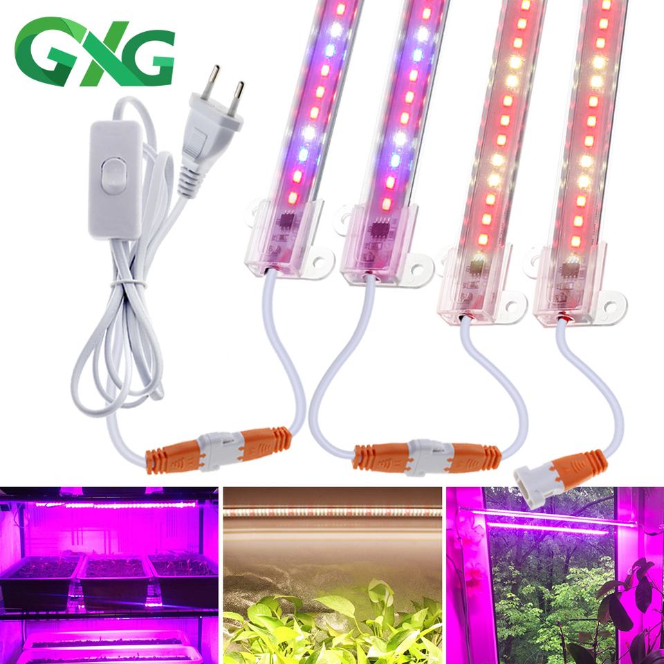  220V LED Grow Bar Light 75LEDs 50cm Phytolamp Full Spectrum Plant Grow Lamp with Switch for Greenhouses Tent Flowers Seeding 