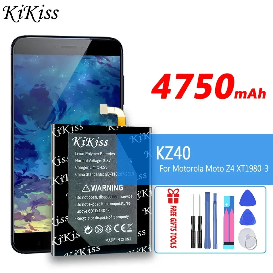 KiKiss KZ40 KZ 40 4750mAh Powerful Battery For Motorola Moto Z4 Z 4 XT1980-3 High Quality Battery