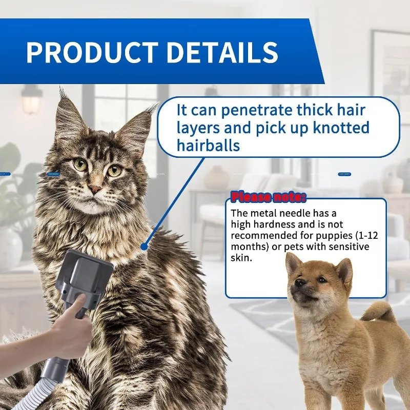 Dog Cat Pet Deshedding Grooming Brush Pet Bed Hair Brush with Converter Adapter for Dyson V6 V7 V8 V10 V11 V15 Vacuum Cleaner view 3