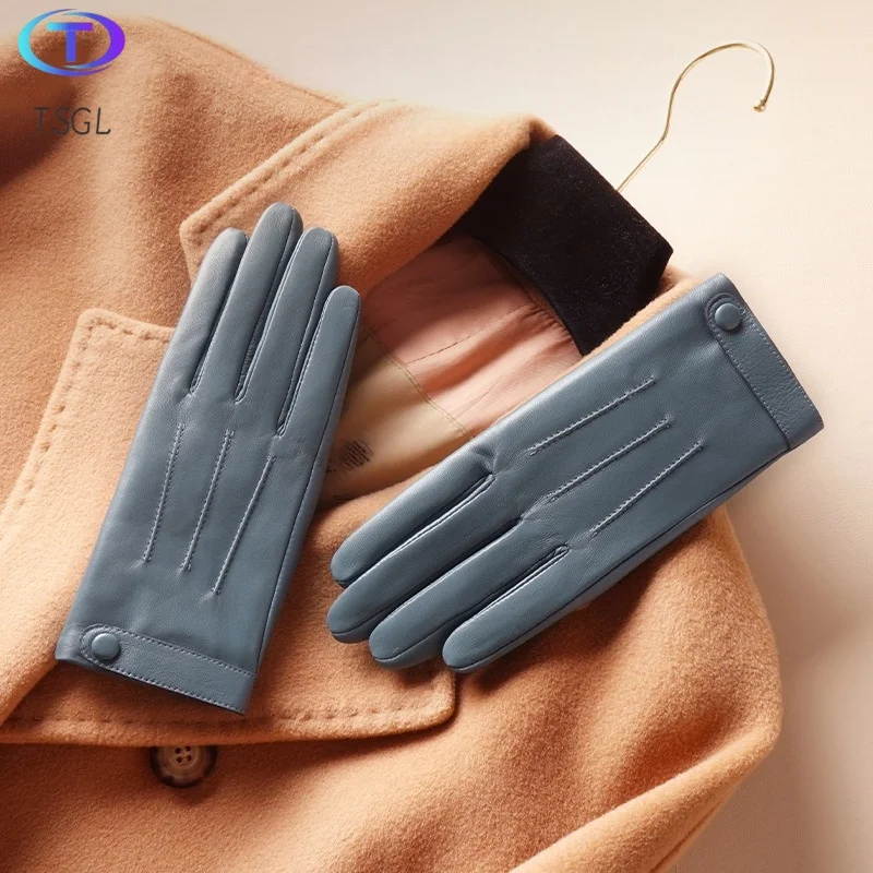 2025 Popular Elegant Fashion Driving Gloves Genuine Real  SheepLeather Gloves Women Fashion Winter Autumn Short Mittens