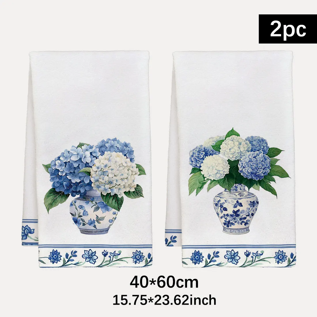 2PCSblue and white porcelain kitchen towels,retro style rectangular shape40x60cm ultra-fine fiber kitchen towels,homedecor items