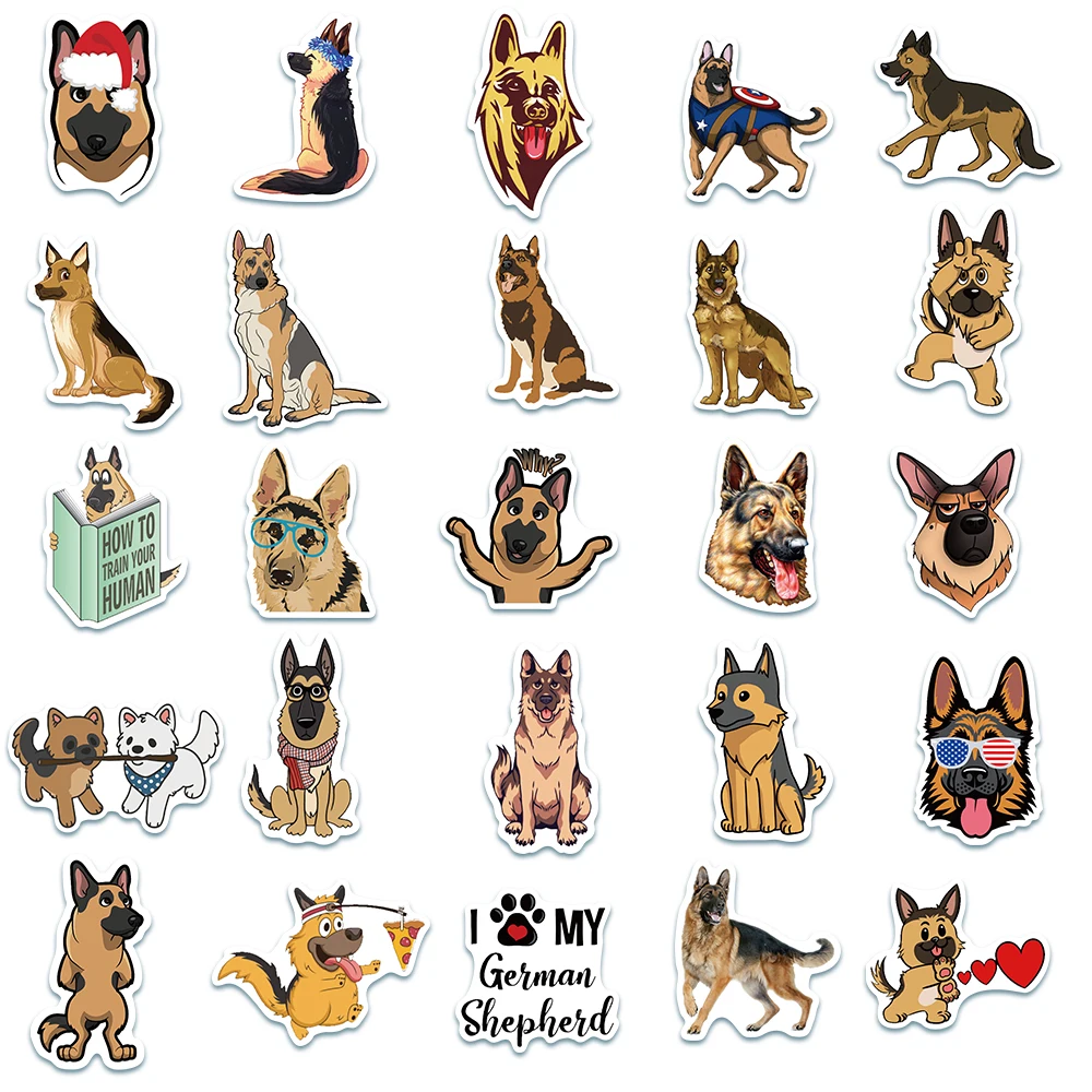 Funda de teléfono con dibujos animados de perro para Scarpbooking, 50 piezas, para casco, equipaje, monopatín, cuaderno, Graffiti, calcomanía impermeable para ordenador portátil