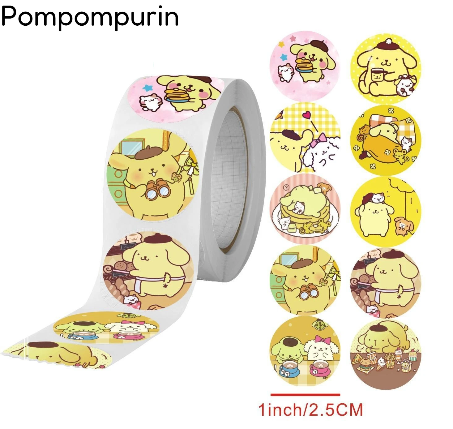 500 szt. Naklejek w rolce z motywem Sanrio, kreatywne naklejki z kreskówkami dla dzieci, materiały do dekoracji pamiętnika, wzory, naklejki do zaklejania.