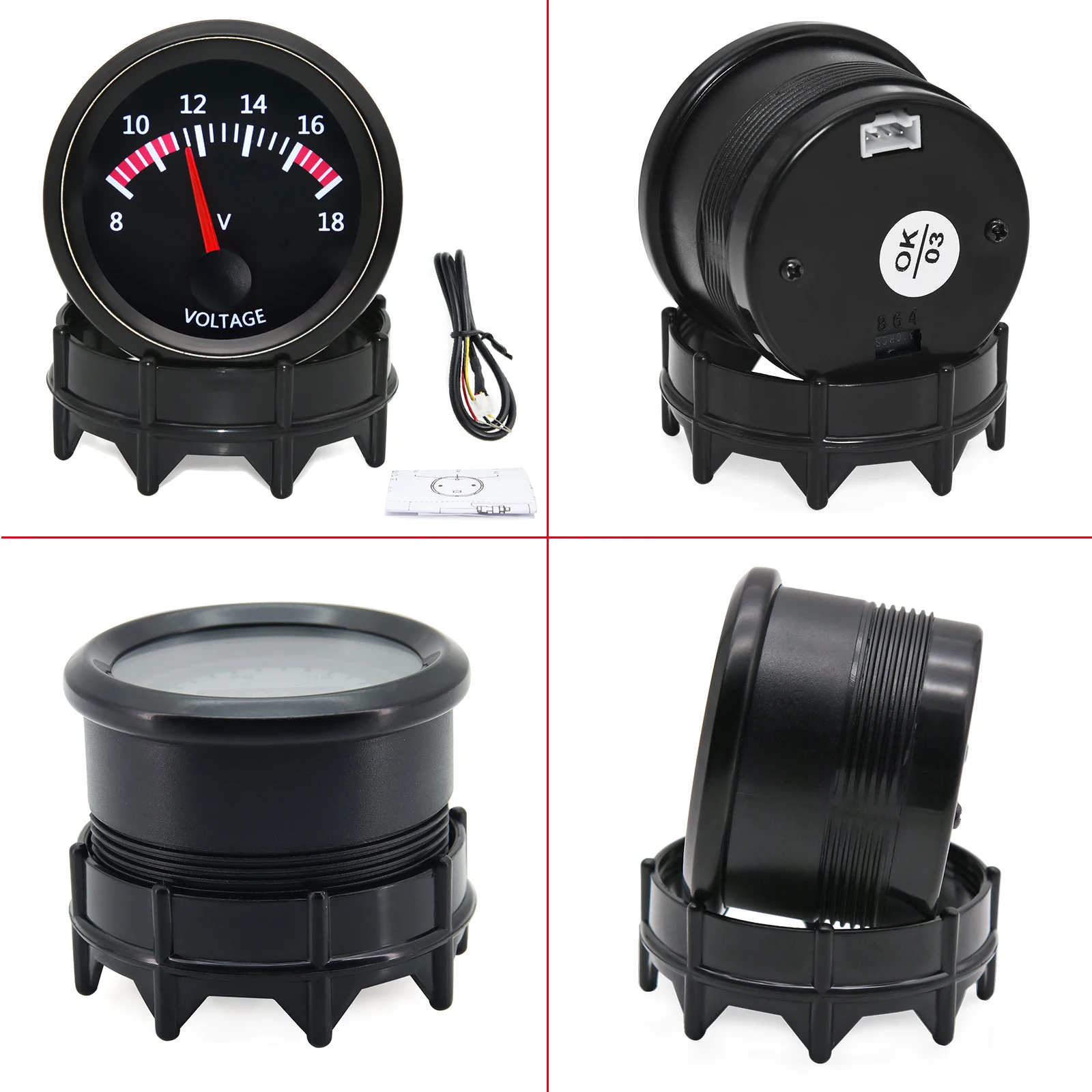 2'' 52mm Rennwagen-Anzeigeinstrumente: Wassertemperatur, Öltemperatur, Voltmeter, Öldruck, Vakuum, Ladedruck, Luft-Kraftstoff-Verhältnis, EGT-Messgerät – Detail 30