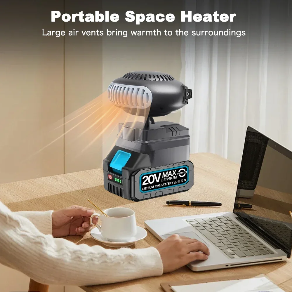 Heater Cold Defrosting Car Snow Demister Warm Wind Rotation Heating Fan for 18V Lithium-Ion Battery Indoor Outdoor Warmer