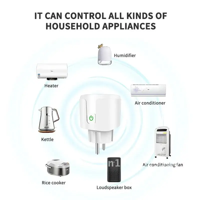 Enchufe inteligente WiFi para la UE, de 20a adaptador inalámbrico y 220V, Control remoto por voz, Monitor de potencia, temporizador, para Google Home y Alexa