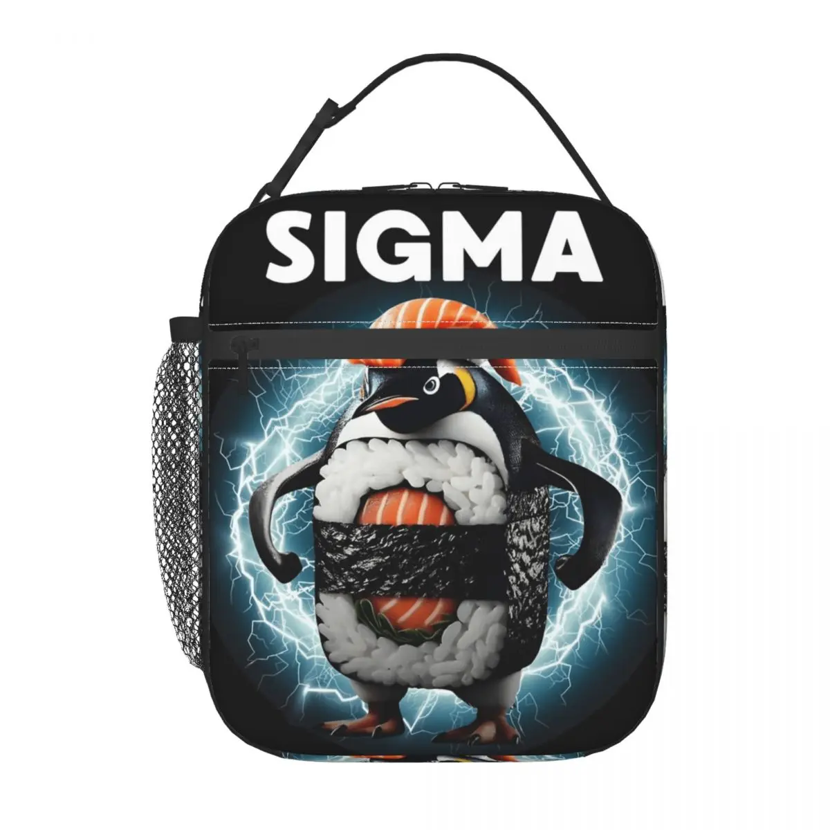 Sigma Italian Brainrot Meme Penguin Sushi Lunch Bag Cute Lunch Box School Portable Tote Handbags For Unisex Oxford Cooler Bag