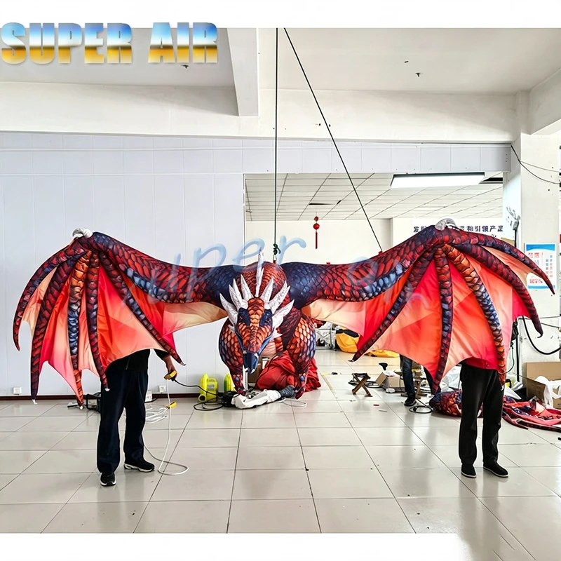 Inflatable Realistic Hanging Fire Dragon for Theme Parks, Haunted Houses, Halloween Parties and Ceiling Event Decorations