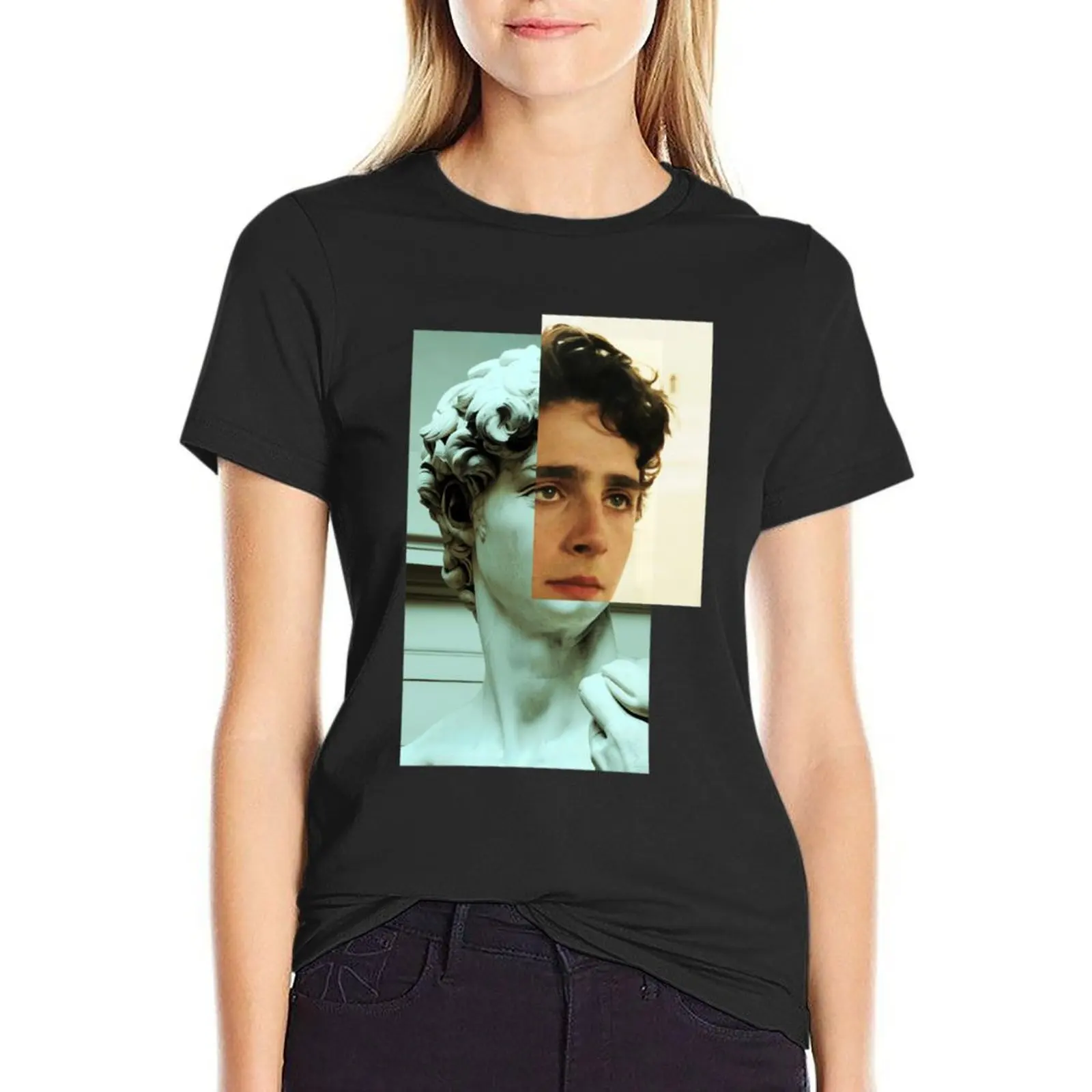 Timothee Chalamet as David Statue \t T-Shirt plain animal print animal prinfor customs design your own Women t shirt