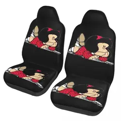 Mafalda Universal Auto Car Seat Covers Fit Any Truck Van RV SUV Argentine Cartoon Quino Comic Bucket Seat Protector Cover 2 PCS