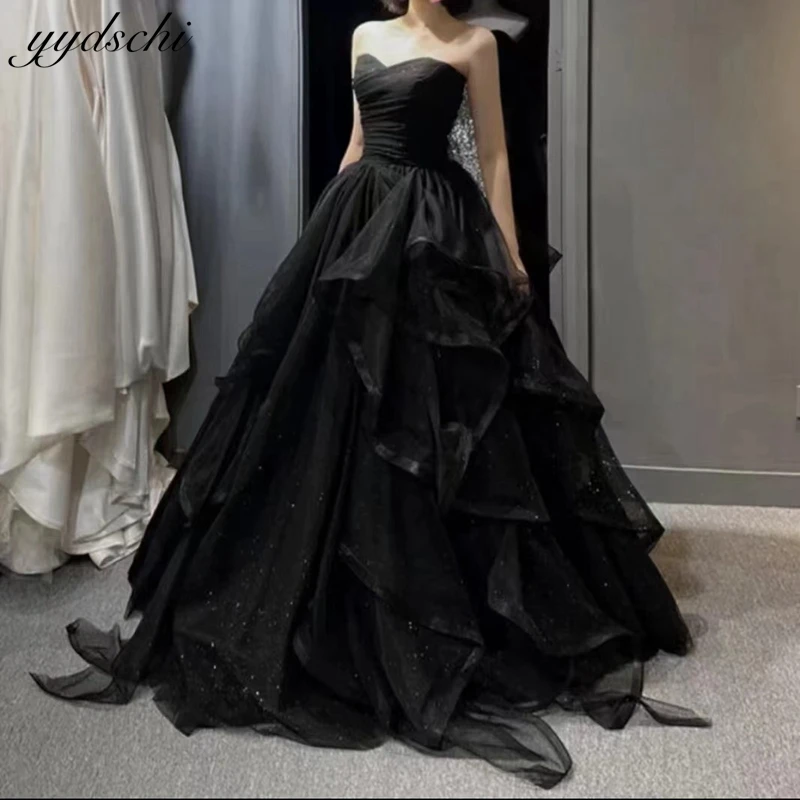 Customized Strapless Black Sleeveless Ball Gown 2025 Cocktail&Homecoming Dresses for woman formal occasion dresses Sweep Train