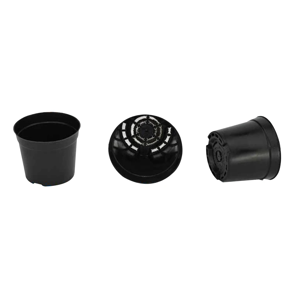 10PCS Injection-Moulded Black Plastic Pots Covering Size Range B80 Through B150 With Drainage System for Effective Water Flow