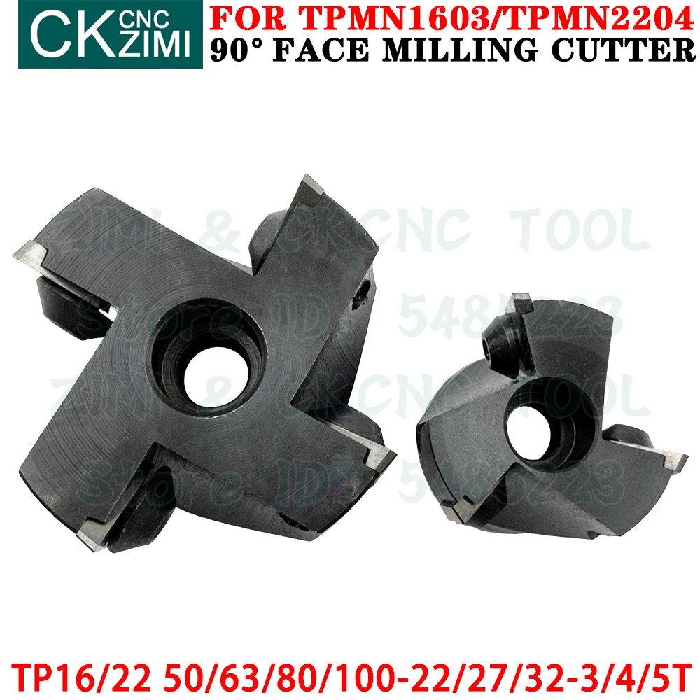 TP16 TP22 50/63/80/100mm Right angle milling cutter fast feed face milling cutter Indexable tools for TPKN TPMN 1603 2204 insert