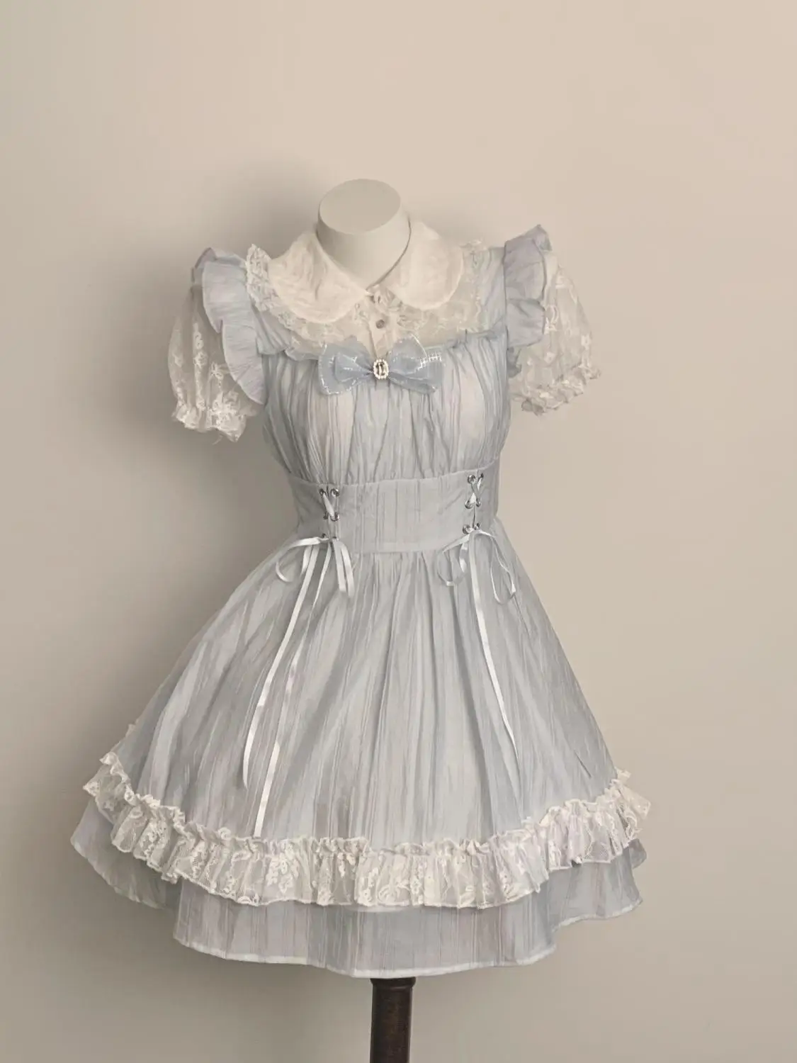 Abito dolce Lolita Kawaii in stile giapponese da donna JK adorabile balletto principessa Y2k mini abiti Harajuku fiocco in pizzo vestito sottile e carino