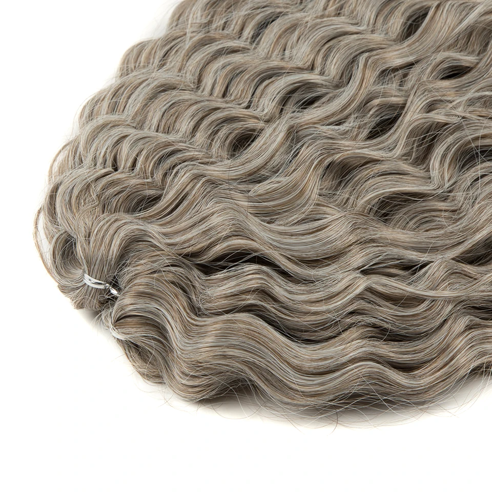 LOVE ME 24inch 300g/3pcs Ariel Water Wave Twist Crochet Hair Synthetic Braid Hair Extensions Ombre Brown Braiding Curl Hair 6