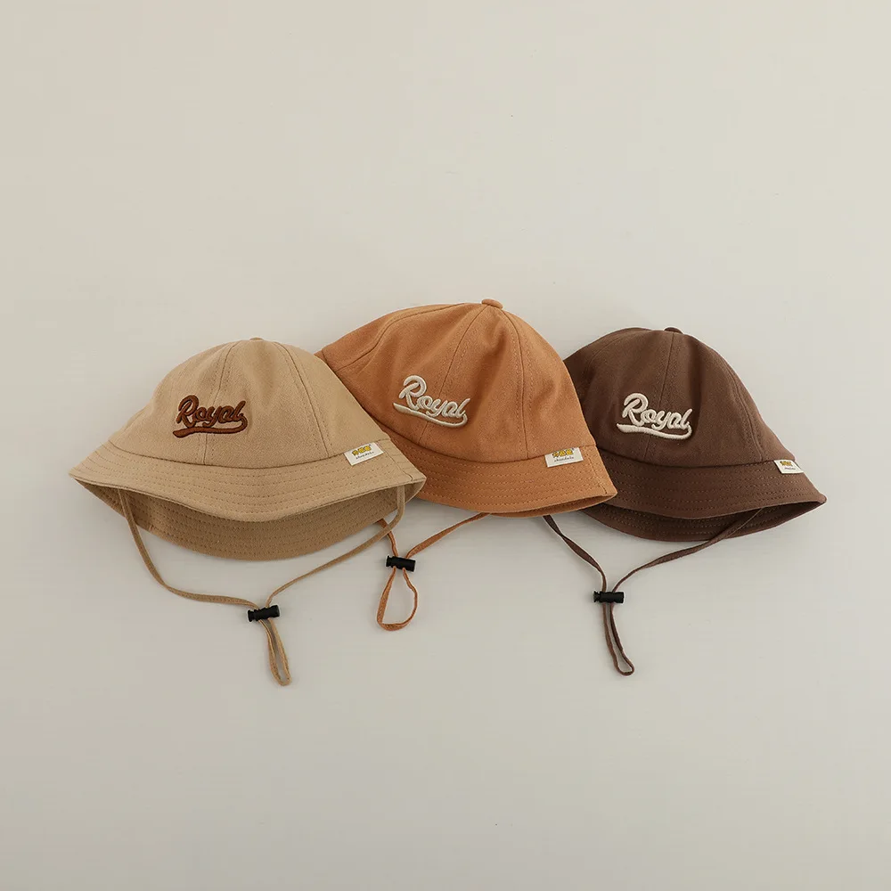 New Baby Bucket Hats Spring Cute Embroidered Letter Sunhat Fishing Hat Sunshade Visor Boys Girls Outdoor Beach Cap For 6-24M