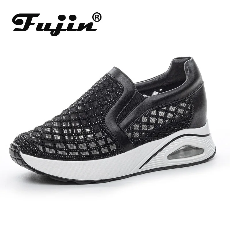 

Fujin 6 см, массивные кроссовки из синтетической микрофибры, женские тапочки, сандалии на танкетке, кожаные туфли-лодочки на плоской подошве