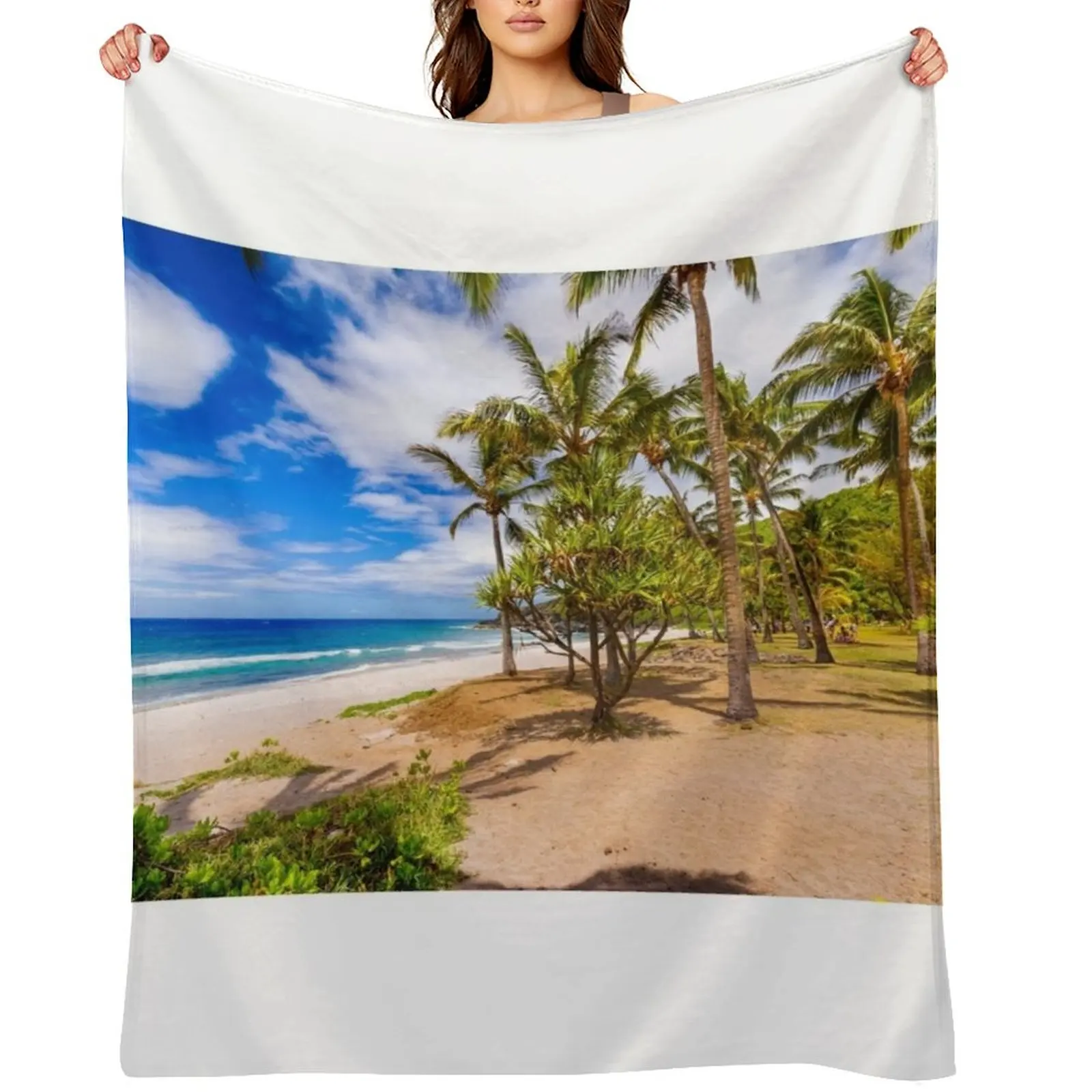 

Beach of Grande Anse Throw Blanket Flannel Sleeping Bag Hairys Travel Blankets
