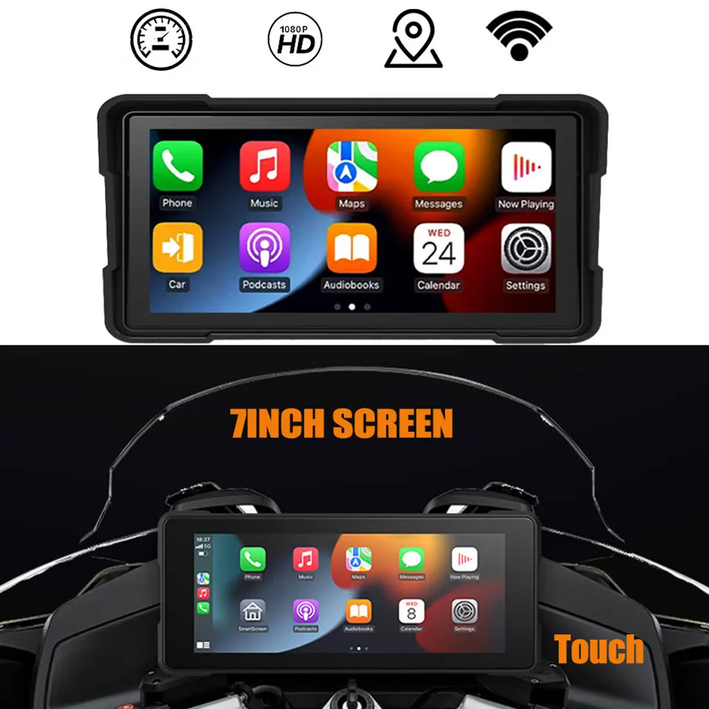 7 بوصة دراجة نارية المحمولة الملاحة GPS اللاسلكية أبل Carplay أندرويد السيارات IPX67 مقاوم للماء دراجة نارية BT 5.0 WIFI DVR #5
