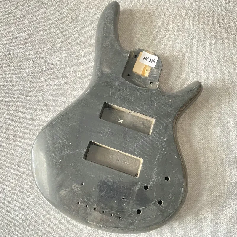 HB386 Unfinished Jazz Bass Body with Paint & Wood Flaws, Solid Wood DIY Project for Restoration & Custom Build (Active Model)