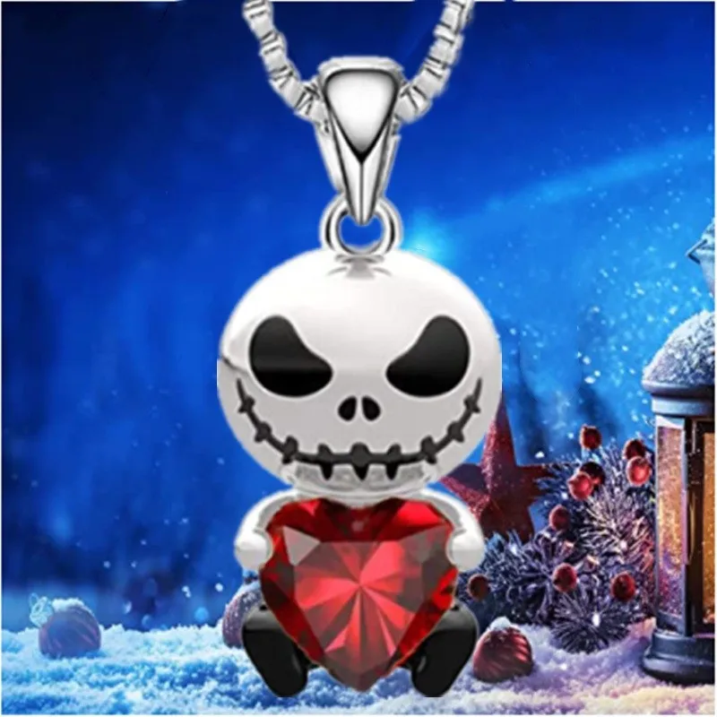 

Jack Skellington Love Necklace Disney Cartoon The Nightmare Before Christmas Chain for Women Fashion Jewelry Accessories Gift