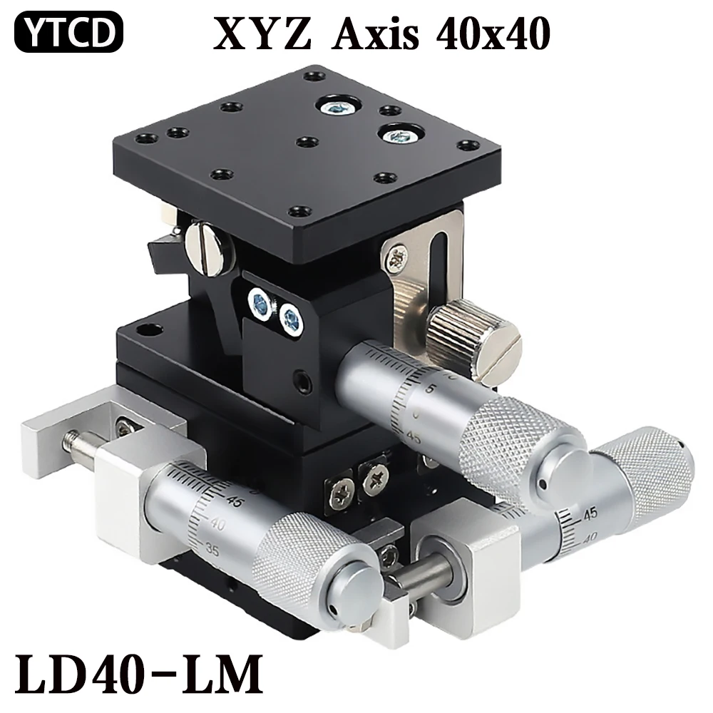 LD40-LM 40x40 XYZ 3 Axis Manual Precision Linear Displacement Stage Micrometer Fine Adjust Optical Sliding Platform
