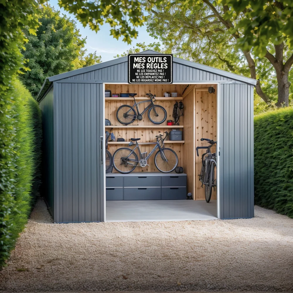 【YZFQ】French My Tool My Rule Metal Sign For Wall Man Cave Garage Shed Workshop Decor Gift For Dad Men Grandpa 30X20CM ZW-0199