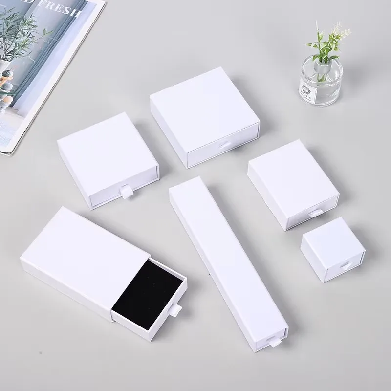10pcs Paper Jewelry Gift Box For Ring Earrings Pendant Necklace Bracelet Stud Organizer Wedding Favors Jewellery Packaging Sack