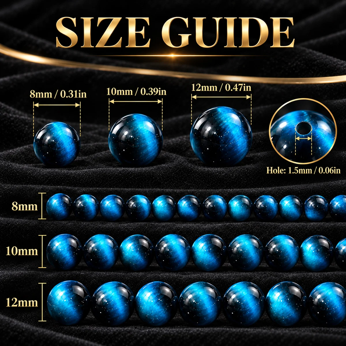 8/10/12mm 16/18/24pcs Stone Stained Glass Tigers Eye Lake Blue For DIY jewelry Bracelets Necklaces and Accessories