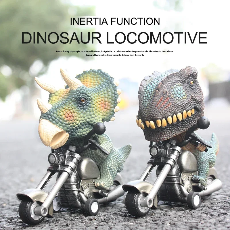 Childrens Dinosaur Modeling Pullback Motorcycle Simulation Locomotive Inertia Car miniatures item Animal figurines Dinosaur toys