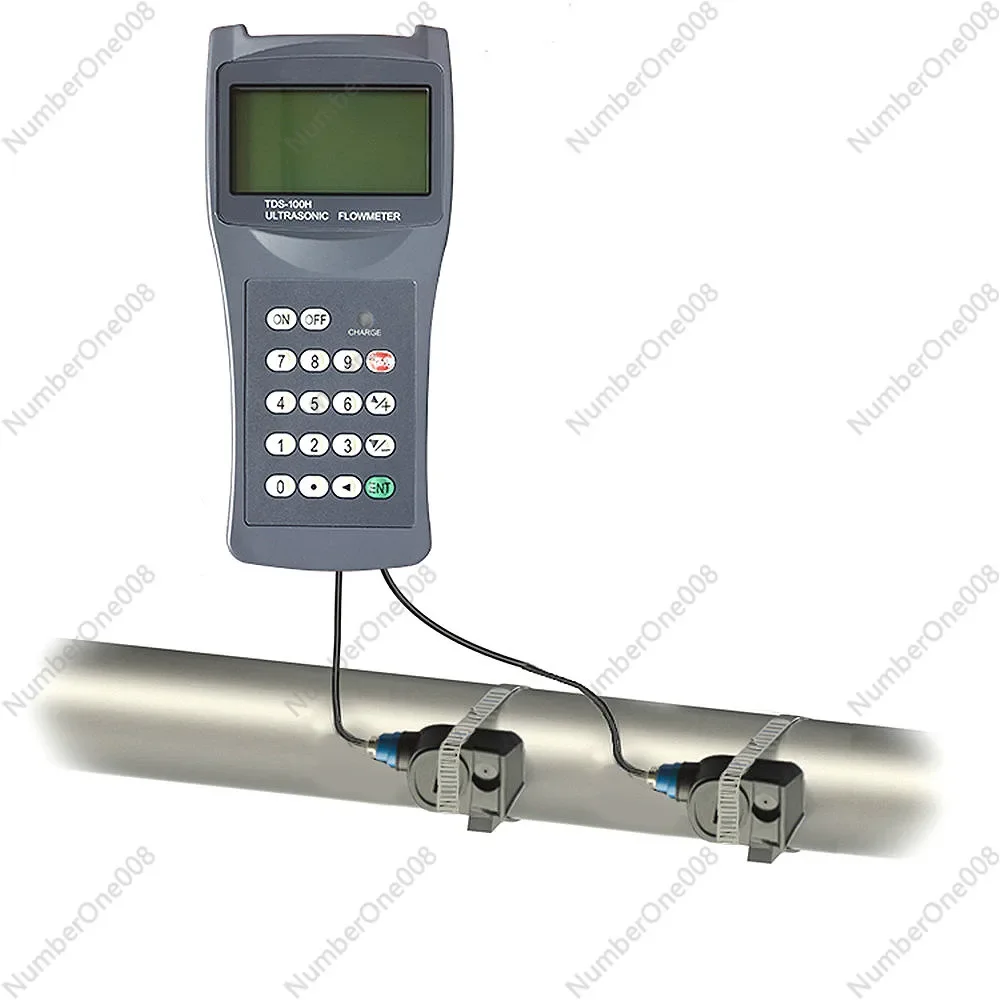 TDS-100H Portable Handheld Ultrasonic Flow Meter With Clamp On Sensor M2(DN50-700mm) Water Flowmeter 100-240V