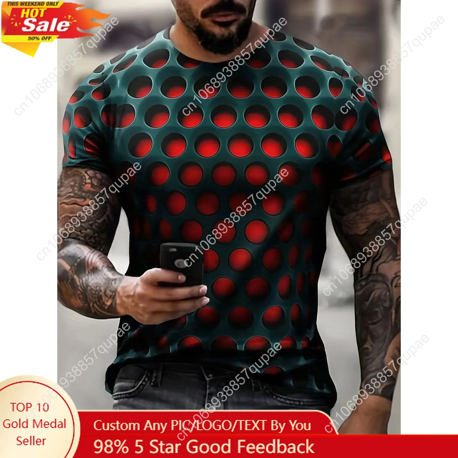 

Summer Men T Shirts Optical Illusion 3D Print Graphic Round Neck Tee Shirt Casual Short Sleeve Tops Streetwear Fashion Clothing
