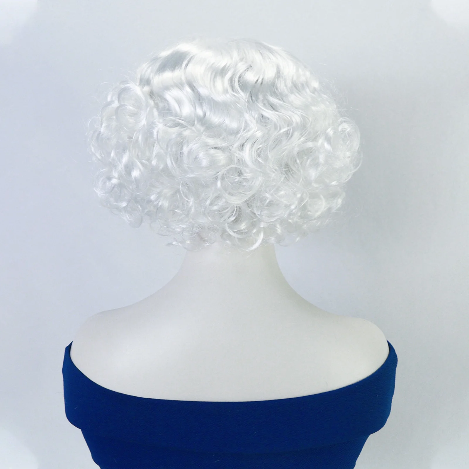 White Synthetic Short Cosplay Wig Noblewoman Style Curly Design for Women's Dress-Up