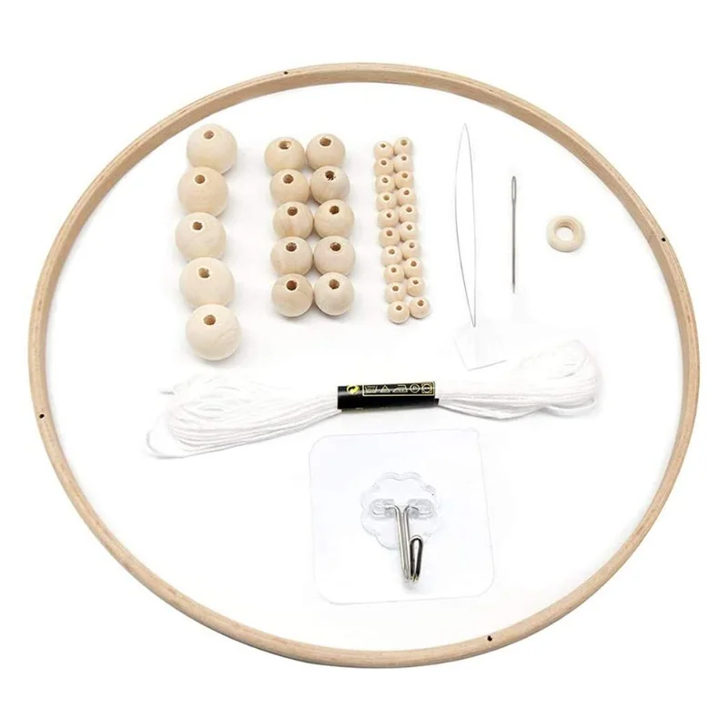 DIY Circle Nursery Wooden Mobile, Circular Semi-Circular Wood Wind Chime Craft Kit