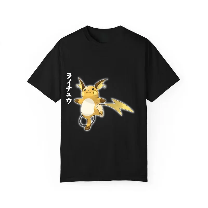 ライチュウ-ポケモン-tシャツ、ユニセックス、メンズトップス、原宿-y2k-スタイル、2026年夏の新作ストリートウェア。