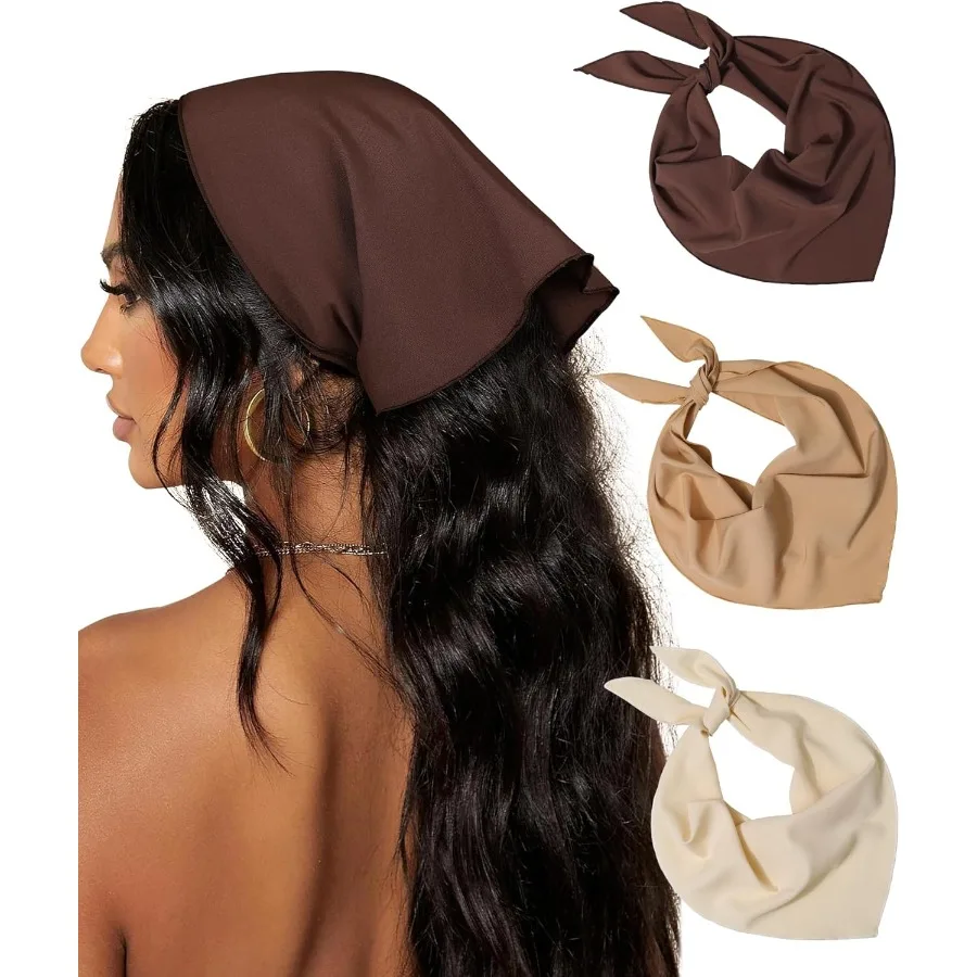 Pañuelos para el pelo para mujer y niña, pañuelo para la cabeza con lazo, estilo bohemio, diadema, Bandana, pañuelo triangular para la cabeza, elegante y Versa, 3 uds.