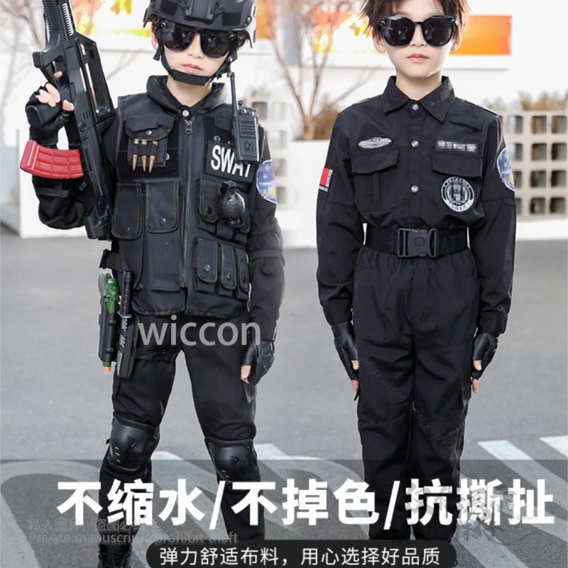 Children's Police Officer Performance Uniform Boys Girls Stage Performance Suit Halloween Carnival Party Cosplay Kids 110-160