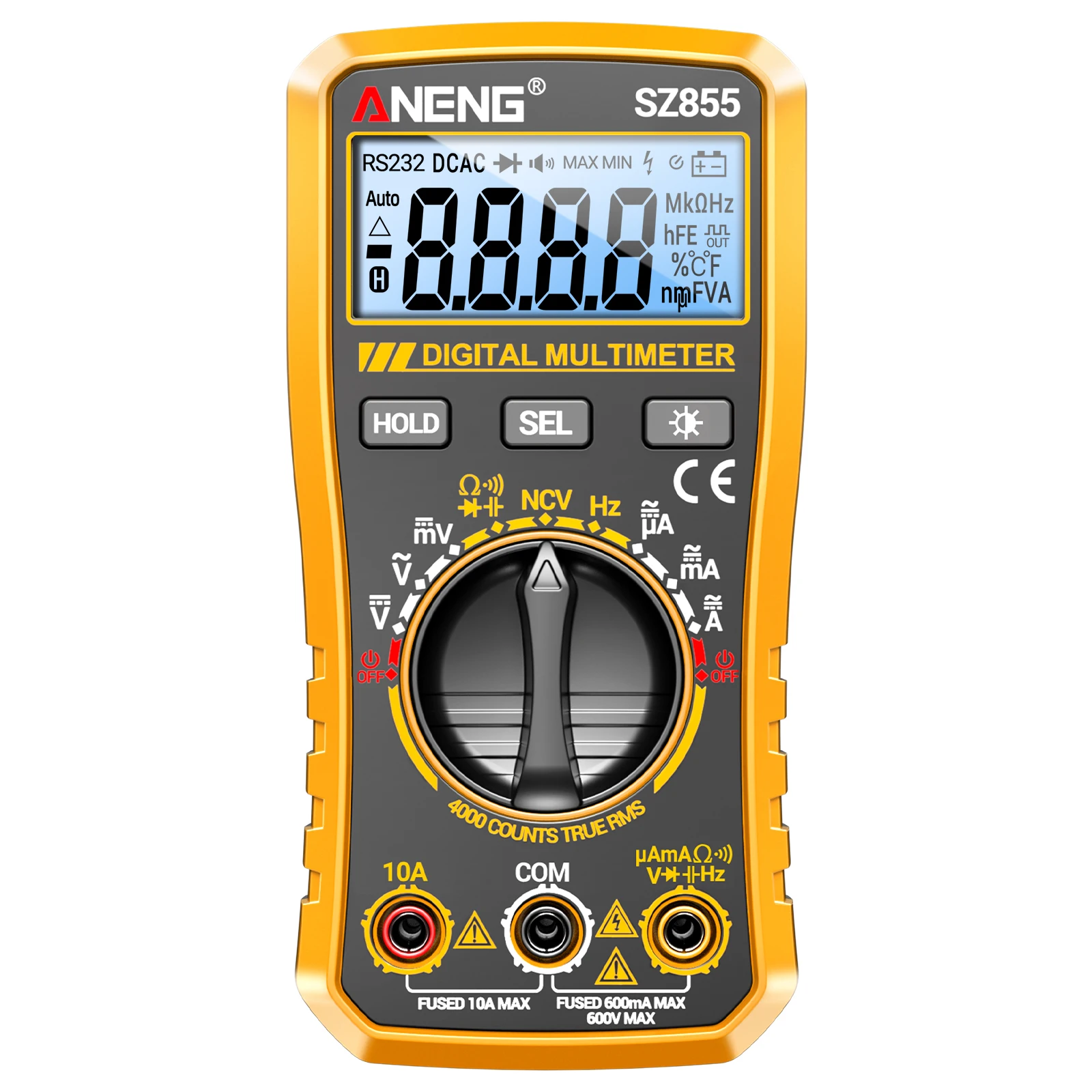 ANENG SZ853 Digital Multimeter Voltmeter 4000 Counts AC DC Voltage Current Resistance Temperature Tester with NCV Voltage Detect