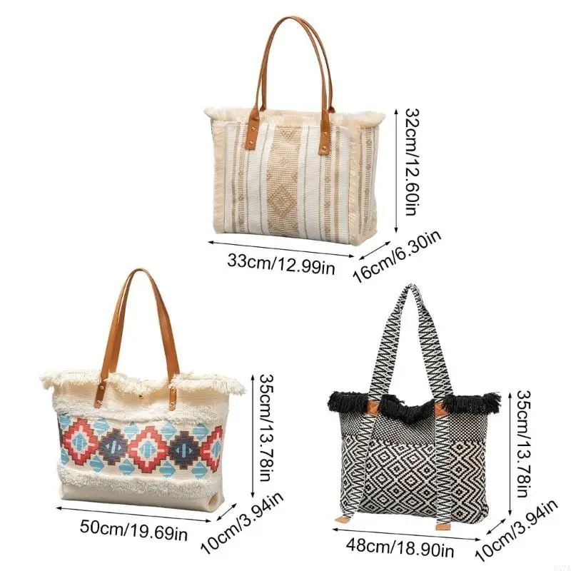 

Ethnic Styles Beach Bag for Women Fashion Canvas Bag Large Capacity Handbag 547A