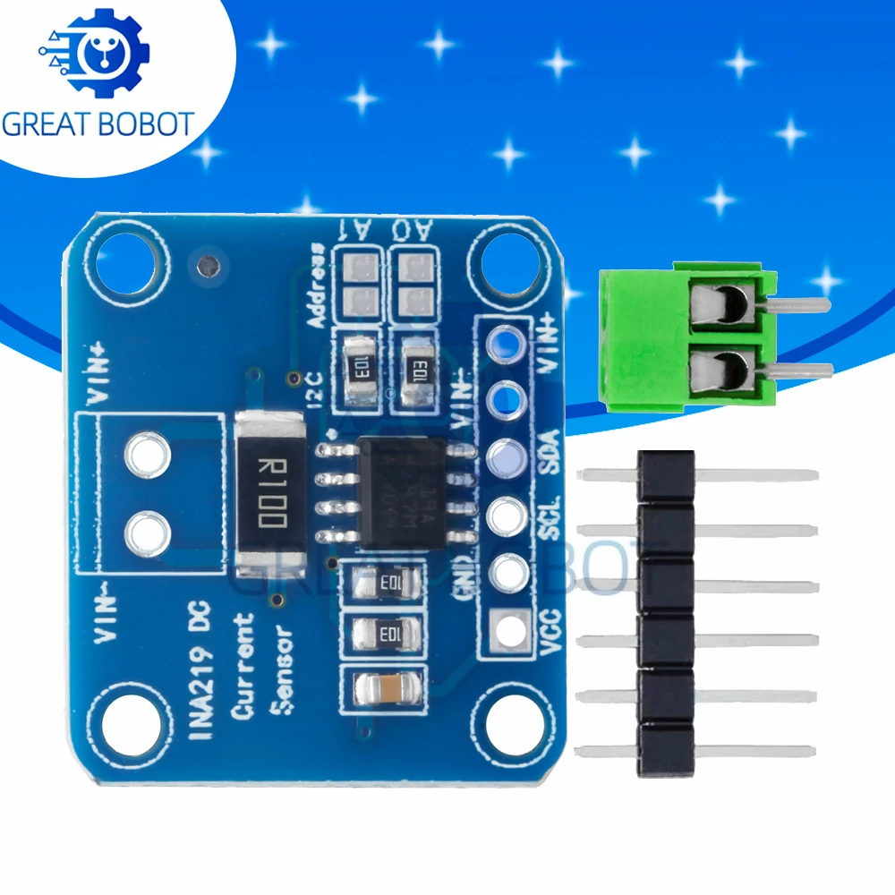 BS 1PCS SOT23 INA219 Bi-directional DC Current Power Supply Sensor Breakout Module DIY 3V-5V IIC I2C Power Monitoring Sensor