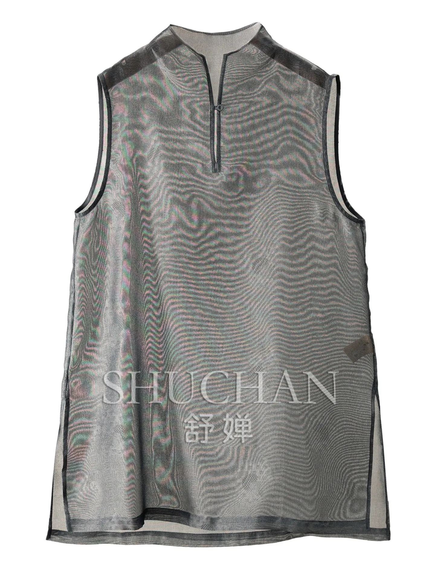 Tank Top Chinese Jacquard, Eugensha Stand-up Neck Sleeveless Vest Shirt Blouse Women's 46G0