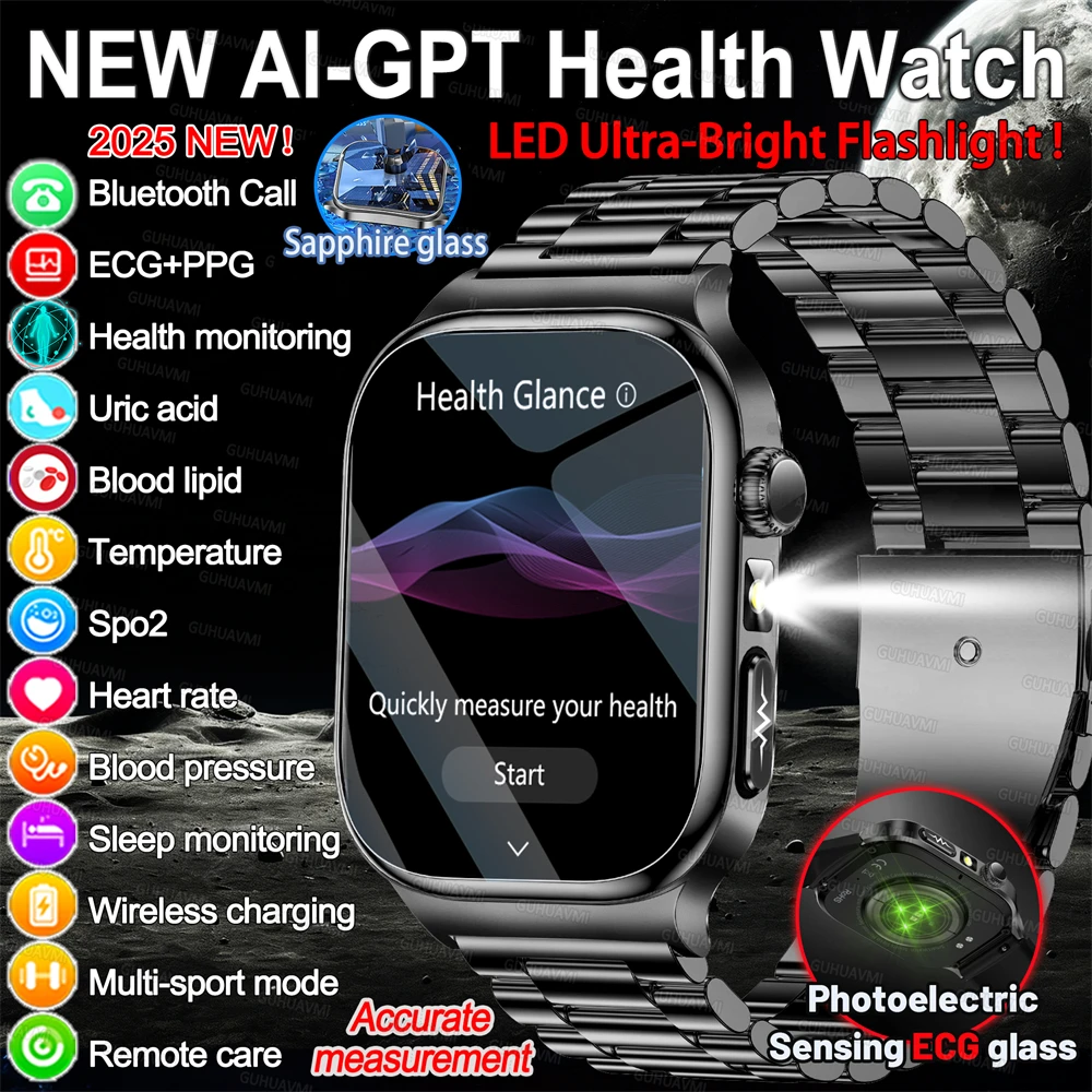

New 2025 Accurate measurement health Smartwatches One click body monitoring Uric Acid Lipid Heart rate Smart Watch IOS Men Women