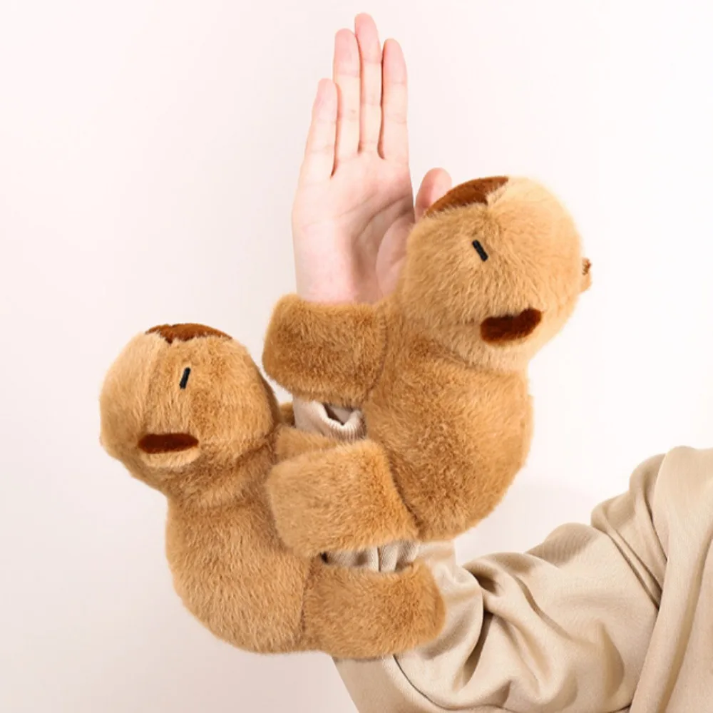 Urocza kapibara zwierząt Slap Snap Wrap bransoletka na nadgarstek pluszowe wypchane zwierzę Kawaii kapibara pierścień na rękę opaska na nadgarstek Kid śmieszne zabawki