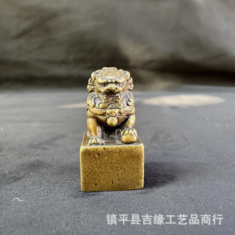 Brass , copper , decorative seal, handicraft, home decoration, small lion ornament