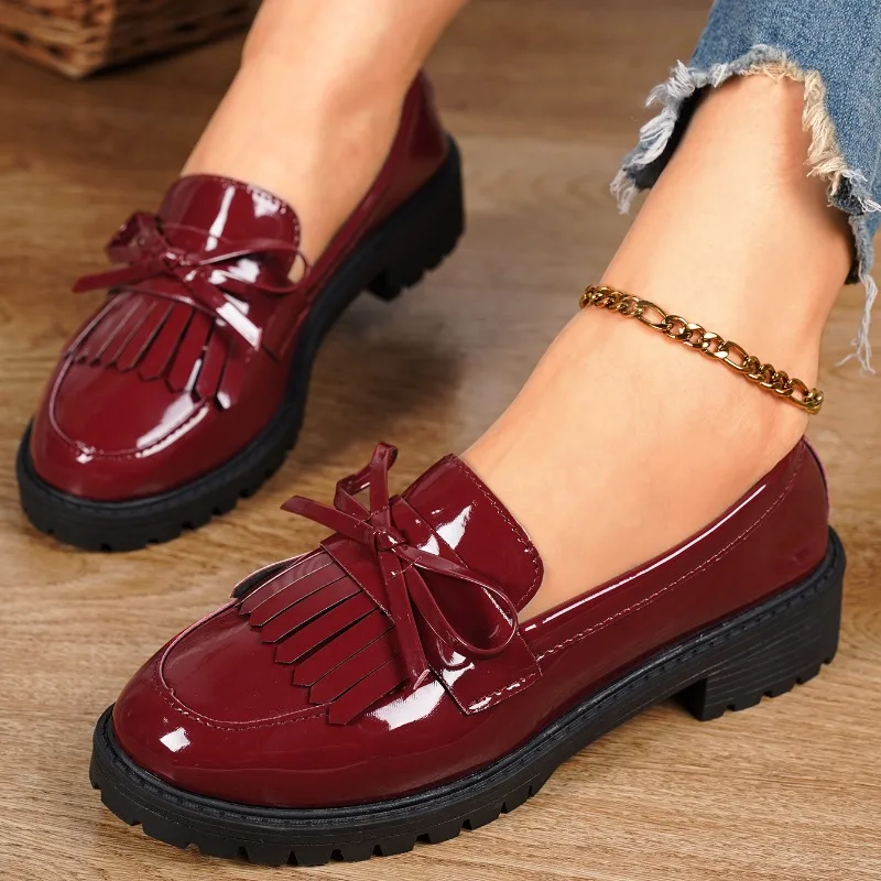 2024Summer New Women\'s Simple Solid Color Fashion Round Toe Mary Jane Shoes PU Leather Outdoor Leisure Office Women\'s High Heels