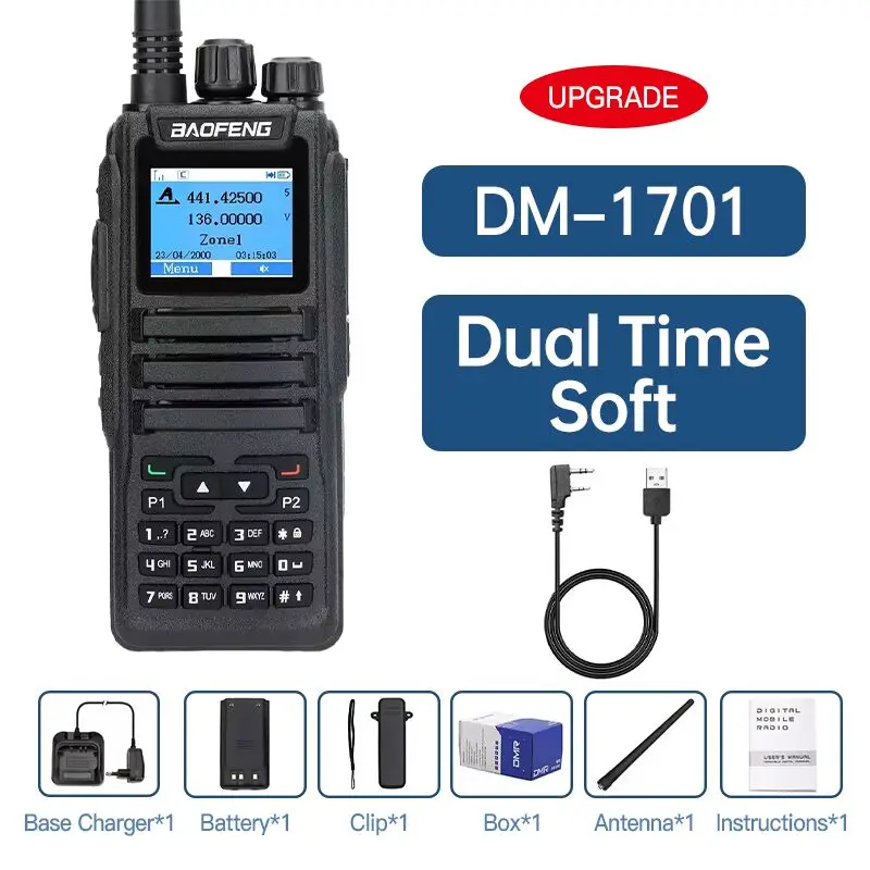 Baofeng Walkie Talkie DMR DM-1701 Dual Mode Analoge en digitale radio's Tier 1+2 Dual Time Slot Hamradio DM 1801 DM-5R