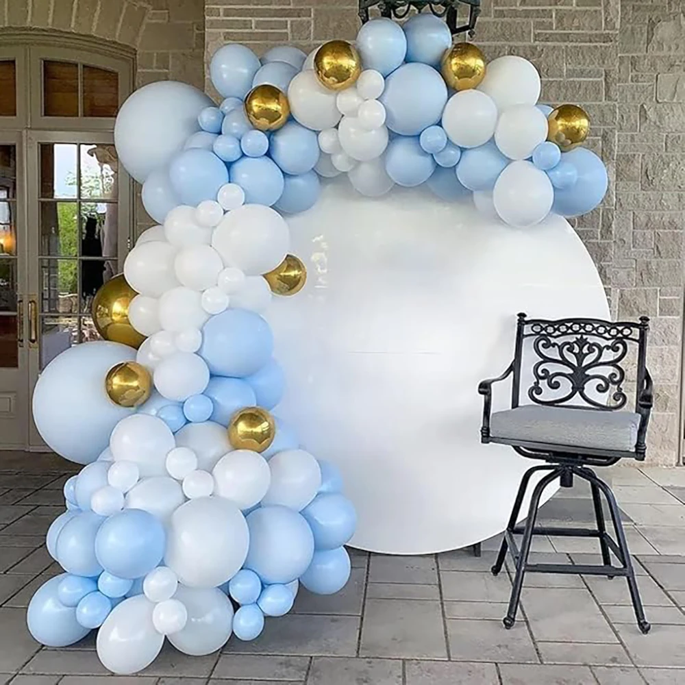 Baby Blue Balloons Garland Arch White Pastel Blue Confetti Balloon Kit Birthday Party Baby Shower Wedding Anniversary Decoration