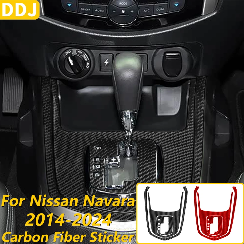 For Nissan Navara NP300 D23 2014-2024 Carbon Fiber Central Console Gear Shift Panel Cover Decorative Set Car Accessories Sticker