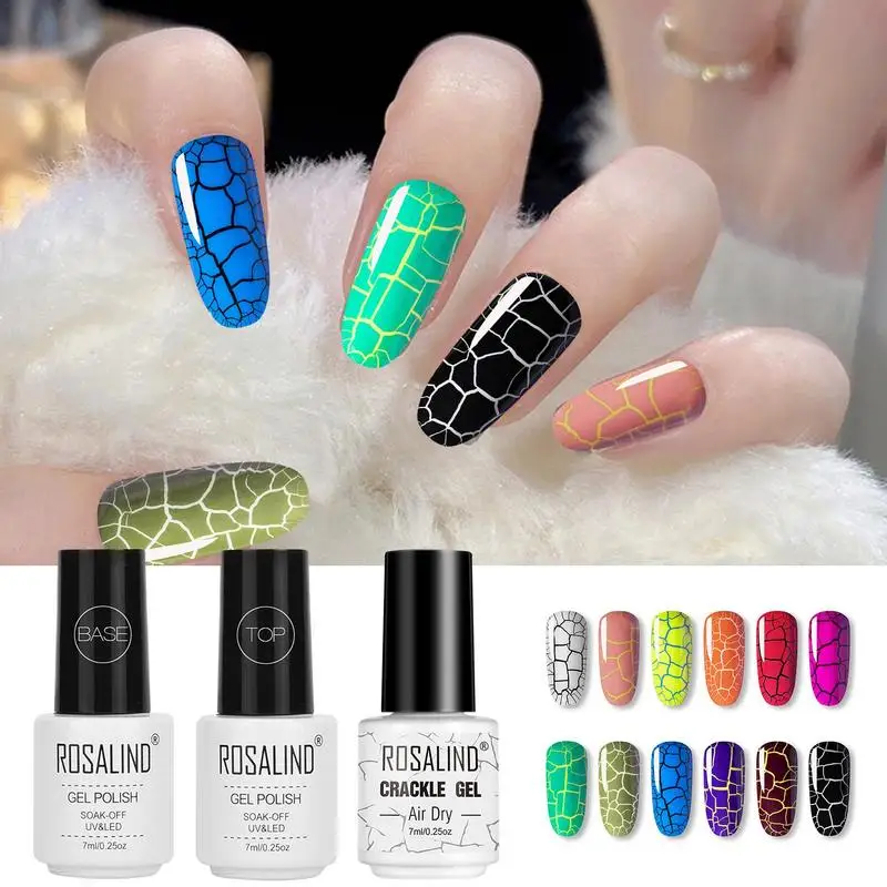 

Crackle Gel Nail Polish Finger Nail Polishes Nail Gel Various Styles Long Stay DIY Making Good Toughness Stable Consistency